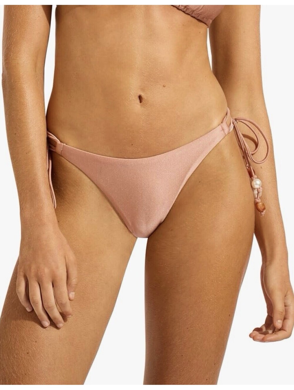 Seafolly Palermo Loop Tie Side Rio Swim Bottoms US Size 4 Palermo Mocha NWT $110